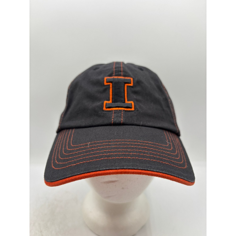 Illinois Fighting Illini Hat Strapback Black Orange Logo NCAA T.E.I. Hat OSFM